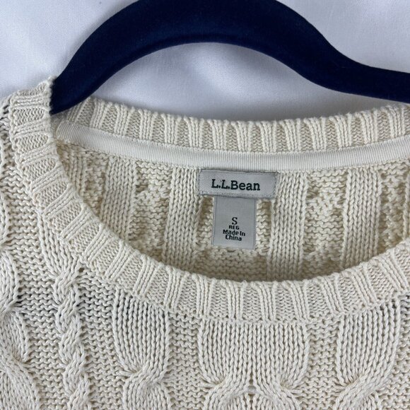 L.L. Bean Cream-Coloured Cable Knit Sweater Womens Size S - Picture 3 of 10